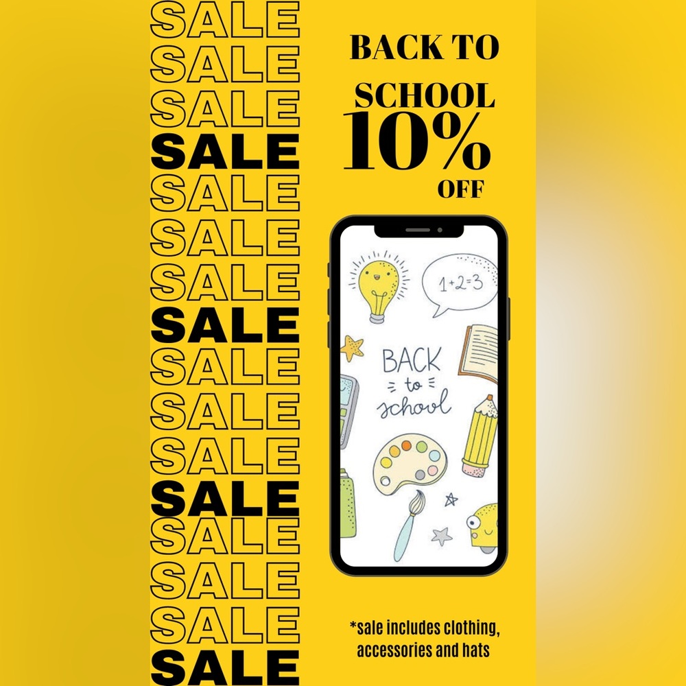 Back To School Sale 10% off clothes/ties/hats (Prices marked)